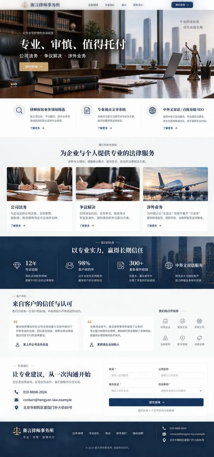 律师事务所 · 企业官网首页设计